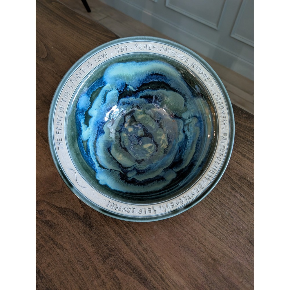 Clay Werks Pottery "Fruit of the Spirit is Love" 10" Bowl Bryan Becker Handmade